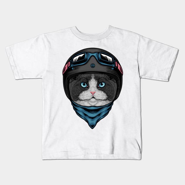 Fat Cat Rider Kids T-Shirt by Katheryn's Studio